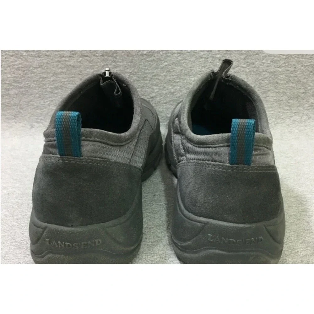 Lands End Womens All Weather‎ Zip Front Suede Insulated Winter Shoes Gray 8.5 B